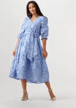 lichtblauwe selected femme midi jurk slfsadie 3/4 midi dress