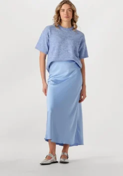 lichtblauwe selected femme t-shirt slfmaline-liliana 2/4 knit o-neck