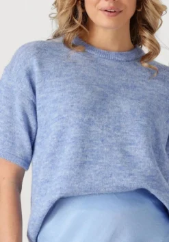 lichtblauwe selected femme t-shirt slfmaline-liliana 2/4 knit o-neck