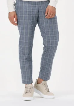 lichtblauwe selected homme pantalon slhlim-timelogan blu snd chk trs
