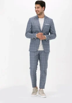 lichtblauwe selected homme pantalon slhlim-timelogan blu snd chk trs