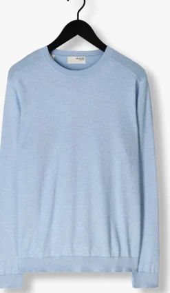lichtblauwe selected homme trui slhberg crew neck noos