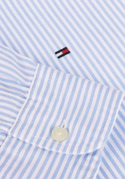 lichtblauwe tommy hilfiger klassiek overhemd flex poplin classic