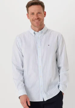lichtblauwe tommy hilfiger casual overhemd flex poplin bold stripe rf shirt