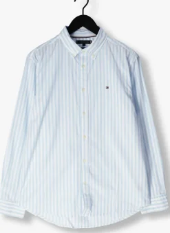 lichtblauwe tommy hilfiger casual overhemd flex poplin bold stripe rf shirt