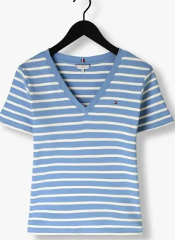 lichtblauwe tommy hilfiger t-shirt new slim cody v-neck ss