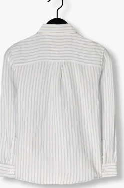 lichtblauwe tommy hilfiger klassieke overhemden linen blend striped shirt ls