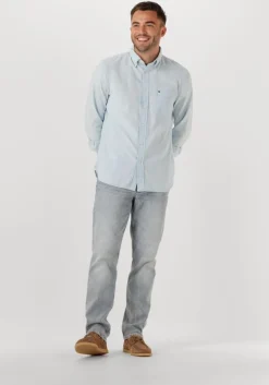 lichtblauwe tommy hilfiger klassiek overhemd chambray pocket rf shirt