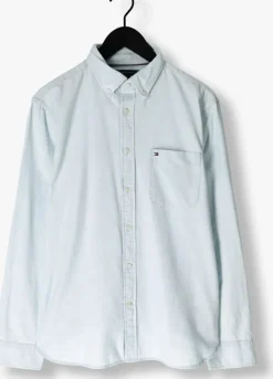 lichtblauwe tommy hilfiger klassiek overhemd chambray pocket rf shirt