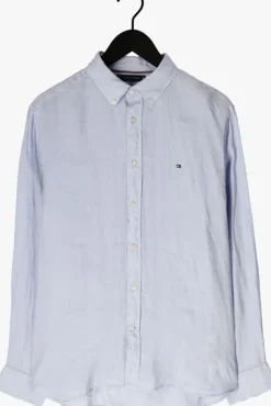 lichtblauwe tommy hilfiger casual overhemd pigment dyed li solid rf shirt