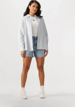lichtblauwe tommy jeans blouses tjw rlx linen shirt