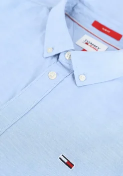 lichtblauwe tommy jeans casual overhemd tjm slim stretch oxford shirt
