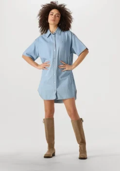 lichtblauwe tommy jeans mini jurk ss shirt dress ext