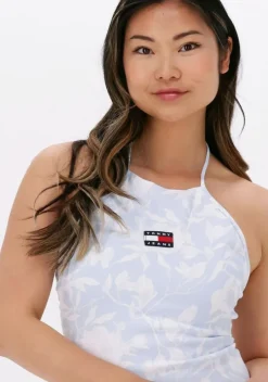 lichtblauwe tommy jeans mini jurk tjw aop mini dress