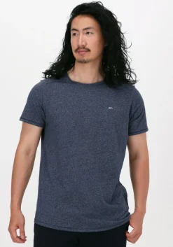 lichtblauwe tommy jeans t-shirt tjm slim jaspe c neck