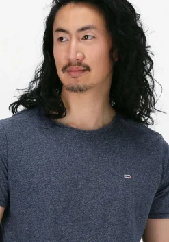 lichtblauwe tommy jeans t-shirt tjm slim jaspe c neck