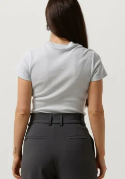 lichtblauwe vanilia top rib basic t-shirt