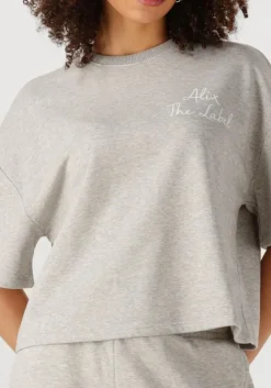 lichtgrijze alix the label t-shirt ladies knitted sweat t-shirt