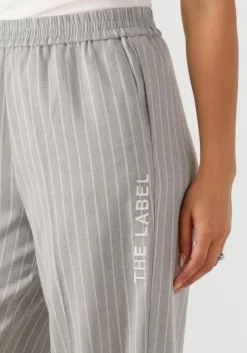 lichtgrijze alix the label wijde broek ladies woven pinstripe pants