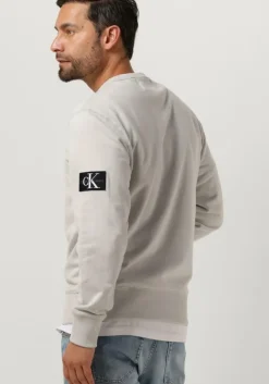 lichtgrijze calvin klein sweater badge crew neck