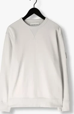 lichtgrijze calvin klein sweater badge crew neck