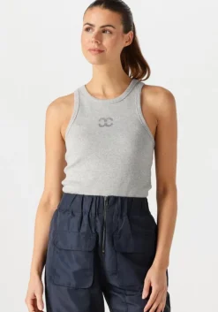 lichtgrijze co'couture top saharacc embroidery tank top