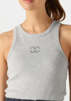 lichtgrijze co'couture top saharacc embroidery tank top