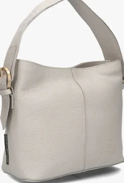 lichtgrijze fred de la bretoniere handtas lindi bucket bag grain leather