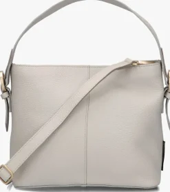 lichtgrijze fred de la bretoniere handtas lindi bucket bag grain leather