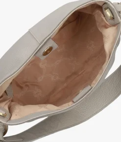 lichtgrijze fred de la bretoniere handtas lindi bucket bag grain leather