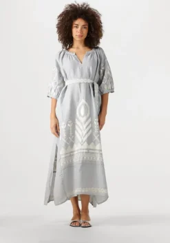 lichtgrijze greek archaic kori maxi jurk 230654