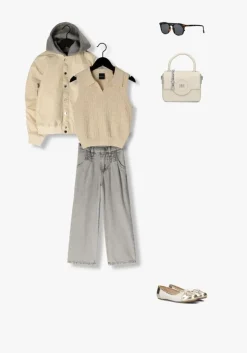 lichtgrijze homage wide jeans pleated jeans