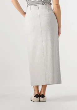 lichtgrijze jansen amsterdam midirok georgie rok hvm 683 overknee slit at cf