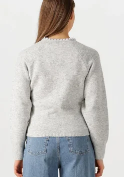 lichtgrijze neo noir vest lily pearl knit cardigan