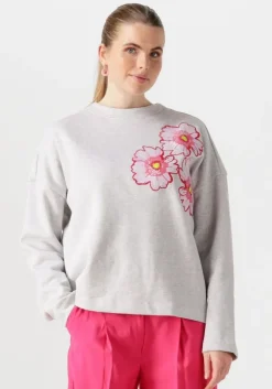 lichtgrijze pom amsterdam trui floral grey melange