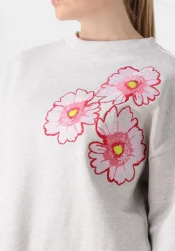 lichtgrijze pom amsterdam trui floral grey melange