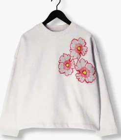 lichtgrijze pom amsterdam trui floral grey melange