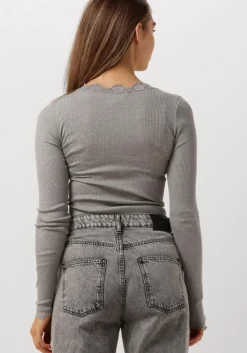 lichtgrijze rosemunde top babette silk t-shirt lace