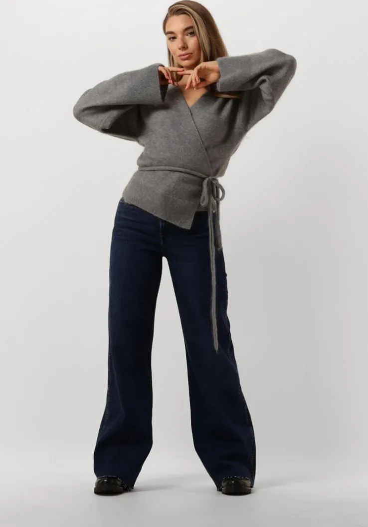 lichtgrijze second female vest brook knit wrap cardigan