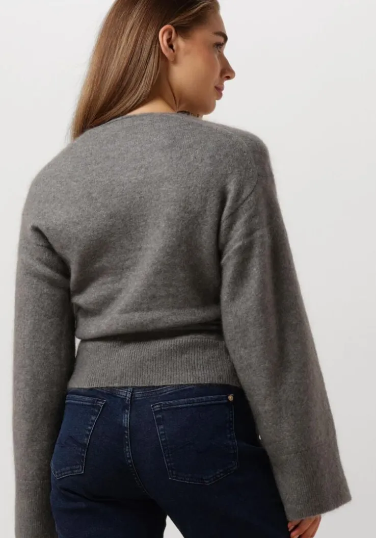 lichtgrijze second female vest brook knit wrap cardigan