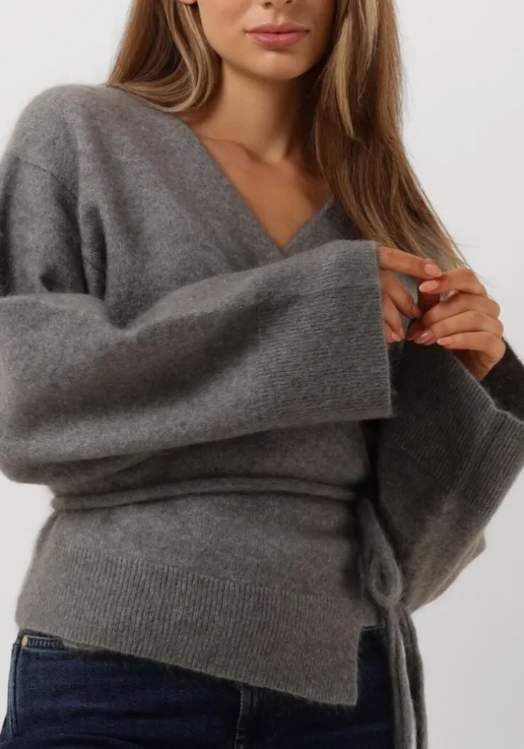 lichtgrijze second female vest brook knit wrap cardigan