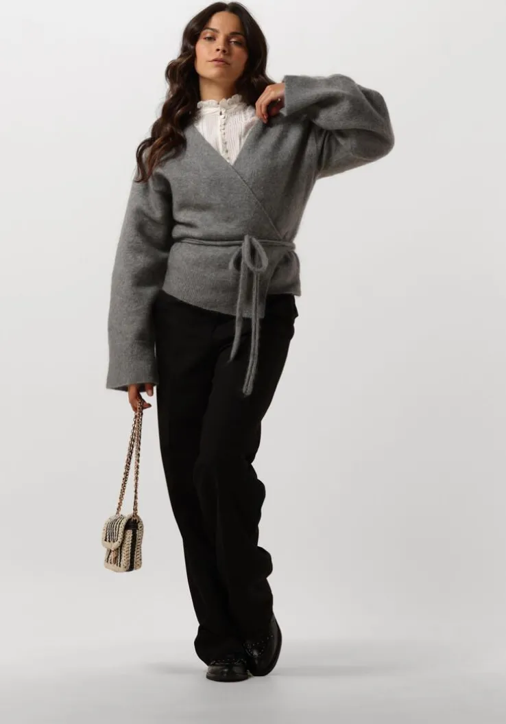 lichtgrijze second female vest brook knit wrap cardigan