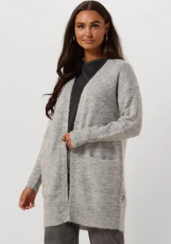 lichtgrijze selected femme vest lulu new ls knit long cardigan b