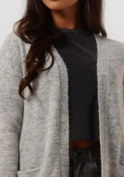 lichtgrijze selected femme vest lulu new ls knit long cardigan b