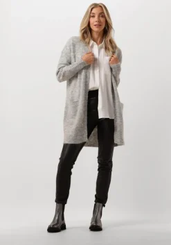 lichtgrijze selected femme vest lulu new ls knit long cardigan b
