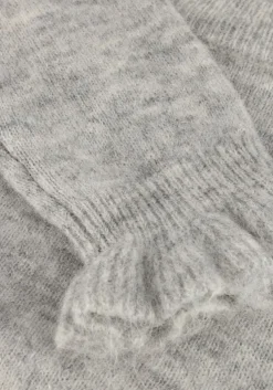 lichtgrijze selected femme trui slflulu ls knit frill cuff o-neck