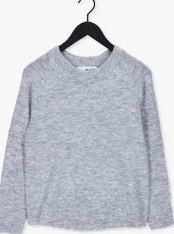 lichtgrijze selected femme trui lulu ls knit o-neck b
