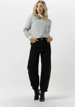 lichtgrijze selected femme trui lulu ls knit o-neck b