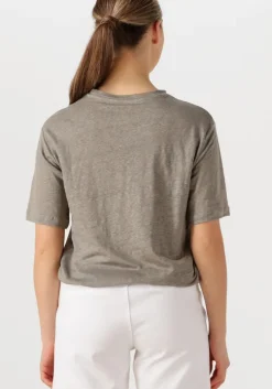 lichtgrijze selected femme t-shirt slfvilja linen ss tee