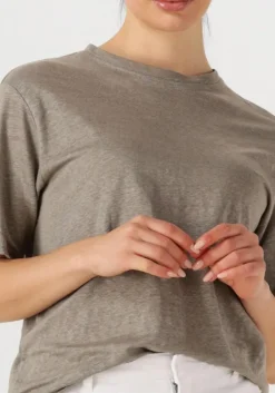 lichtgrijze selected femme t-shirt slfvilja linen ss tee